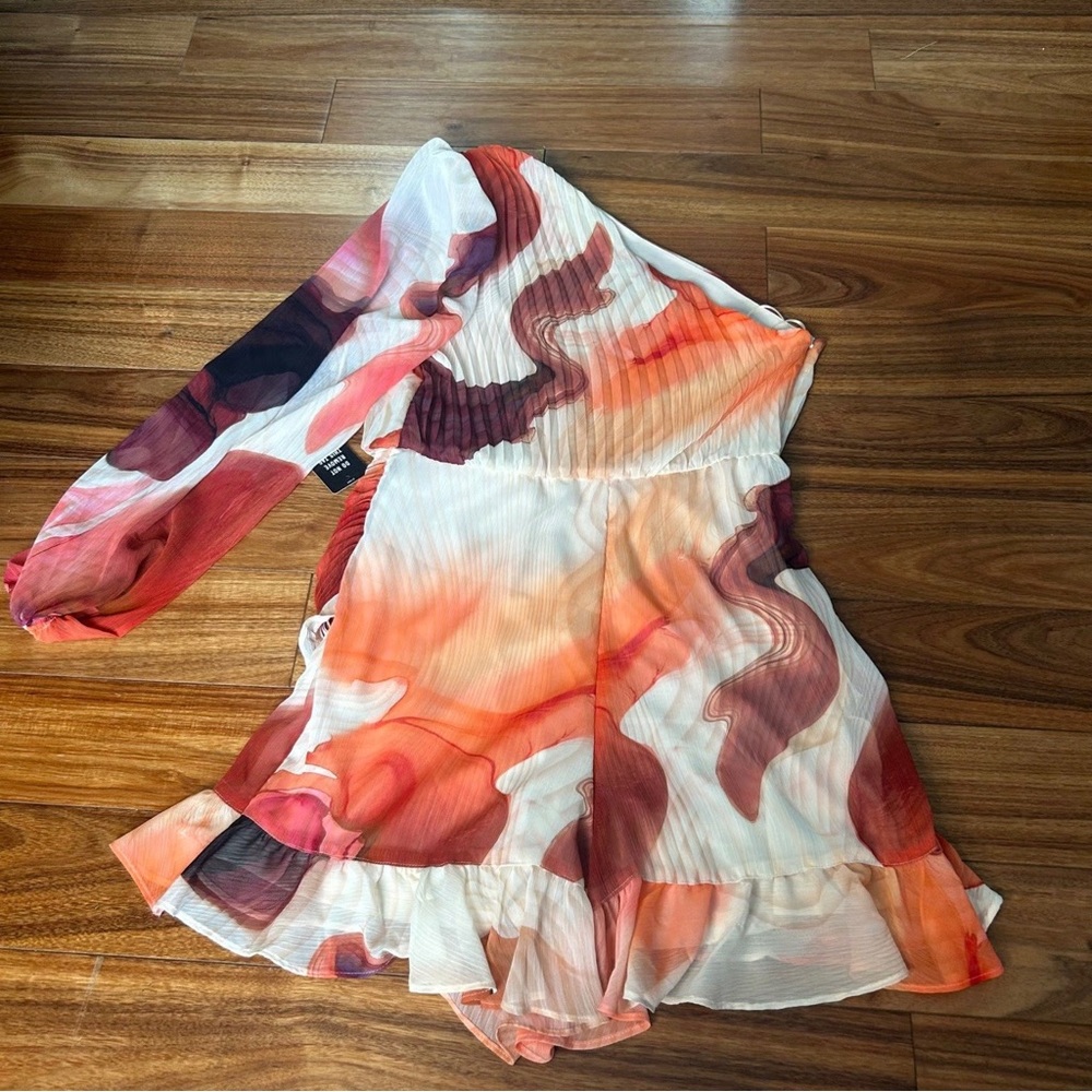 Express Romper one shoulder ruffle